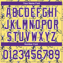 Load image into Gallery viewer, Custom Yellow Purple-White 3D Pattern Design Monkey Authentic Baseball Jersey