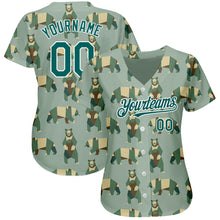 Load image into Gallery viewer, Custom Green Grass Green-White 3D Pattern Design Bear Authentic Baseball Jersey