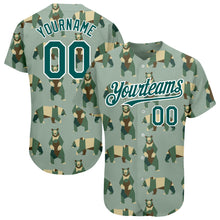 Load image into Gallery viewer, Custom Green Grass Green-White 3D Pattern Design Bear Authentic Baseball Jersey