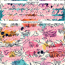 Load image into Gallery viewer, Custom Cream Pink-Black 3D Flower And Skull Fashion Authentic Baseball Jersey