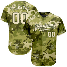 Load image into Gallery viewer, Custom Camo Cream-Olive 3D Skull Fashion Authentic Baseball Jersey