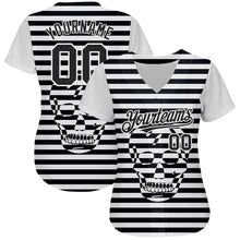 Load image into Gallery viewer, Custom White Black 3D Skull Fashion Authentic Baseball Jersey