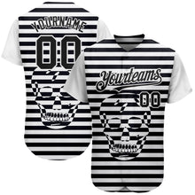 Load image into Gallery viewer, Custom White Black 3D Skull Fashion Authentic Baseball Jersey