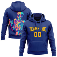 Load image into Gallery viewer, Custom Stitched Royal Gold-Black 3D Skull Fashion Sports Pullover Sweatshirt Hoodie