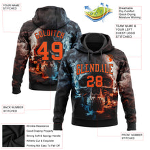 Load image into Gallery viewer, Custom Stitched Black Orange 3D Skull Fashion Sports Pullover Sweatshirt Hoodie