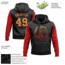 Load image into Gallery viewer, Custom Stitched Black Old Gold-Red 3D Skull Fashion Sports Pullover Sweatshirt Hoodie