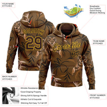Load image into Gallery viewer, Custom Stitched Brown Yellow 3D Pattern Design Tiger And Plants Sports Pullover Sweatshirt Hoodie