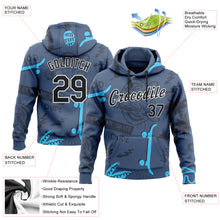 Load image into Gallery viewer, Custom Stitched Navy Black-White 3D Pattern Design Tiger And Hawaii Palm Tree Sports Pullover Sweatshirt Hoodie