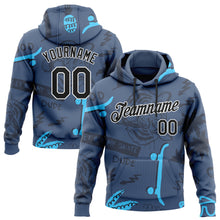 Load image into Gallery viewer, Custom Stitched Navy Black-White 3D Pattern Design Tiger And Hawaii Palm Tree Sports Pullover Sweatshirt Hoodie