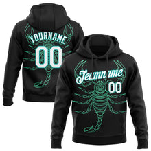 Load image into Gallery viewer, Custom Stitched Black White-Aqua 3D Pattern Design Scorpio Sports Pullover Sweatshirt Hoodie