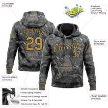 Load image into Gallery viewer, Custom Stitched Steel Gray Old Gold-Black 3D Pattern Design Cat Sports Pullover Sweatshirt Hoodie