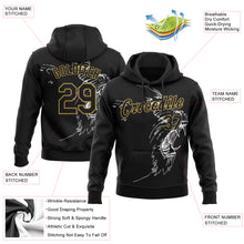 Load image into Gallery viewer, Custom Stitched Black-Old Gold 3D Pattern Design Gorilla Sports Pullover Sweatshirt Hoodie
