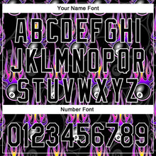 Load image into Gallery viewer, Custom Black White 3D Pattern Design Flaming Billiards Snooker 8 Ball Authentic Baseball Jersey