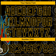 Load image into Gallery viewer, Custom Black Gold 3D Pattern Design Flaming Billiards Snooker 8 Ball Authentic Baseball Jersey