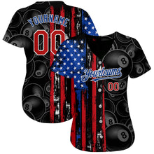 Load image into Gallery viewer, Custom Black Red-Royal 3D Pattern Design Billiards Snooker 8 Ball American Flag Authentic Baseball Jersey