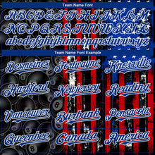 Load image into Gallery viewer, Custom Black Red-Royal 3D Pattern Design Billiards Snooker 8 Ball American Flag Authentic Baseball Jersey