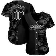 Load image into Gallery viewer, Custom Black White 3D Pattern Design Billiards Snooker 8 Ball Authentic Baseball Jersey