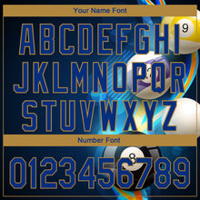 Load image into Gallery viewer, Custom Black Royal-Old Gold 3D Pattern Design Billiards Authentic Baseball Jersey