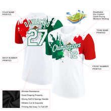 Load image into Gallery viewer, Custom White Kelly Green-Red 3D Mexico Splashes Performance T-Shirt