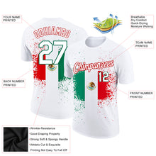 Load image into Gallery viewer, Custom White Kelly Green-Red 3D Mexican Flag Performance T-Shirt
