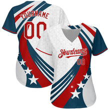 Load image into Gallery viewer, Custom White Red 3D American Flag Authentic Baseball Jersey