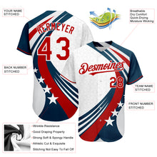 Load image into Gallery viewer, Custom White Red 3D American Flag Authentic Baseball Jersey