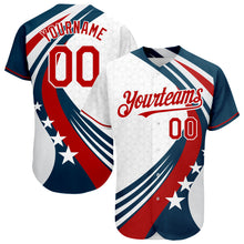 Load image into Gallery viewer, Custom White Red 3D American Flag Authentic Baseball Jersey