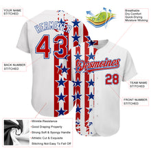 Load image into Gallery viewer, Custom White Red-Royal 3D American Flag Authentic Baseball Jersey