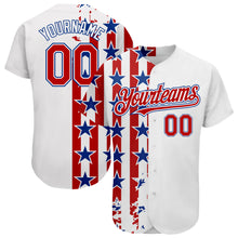 Load image into Gallery viewer, Custom White Red-Royal 3D American Flag Authentic Baseball Jersey