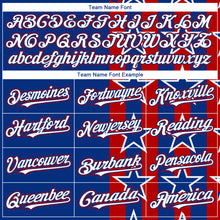 Load image into Gallery viewer, Custom Royal White Red 3D American Flag Authentic Baseball Jersey