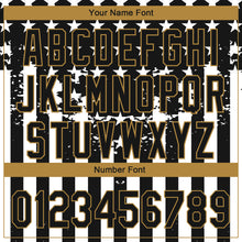 Load image into Gallery viewer, Custom Black Old Gold-White 3D American Flag Authentic Baseball Jersey