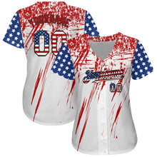 Load image into Gallery viewer, Custom White USA Flag Royal Red-Black 3D Authentic Baseball Jersey
