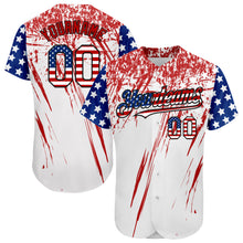 Load image into Gallery viewer, Custom White USA Flag Royal Red-Black 3D Authentic Baseball Jersey