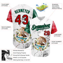 Load image into Gallery viewer, Custom White Red Kelly Green-Black 3D Mexican Flag Authentic Baseball Jersey