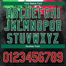 Load image into Gallery viewer, Custom Black Red Kelly Green 3D Mexican Flag Watercolored Splashes Grunge Design Authentic Baseball Jersey