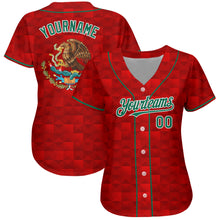 Load image into Gallery viewer, Custom Red Kelly Green-White 3D Mexico Authentic Baseball Jersey