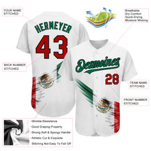 Load image into Gallery viewer, Custom White Red Kelly Green-Black 3D The Abstract Wing With Mexican Flag Authentic Baseball Jersey