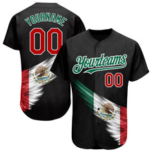 Load image into Gallery viewer, Custom Black Red-Kelly Green 3D The Abstract Wing With Mexican Flag Authentic Baseball Jersey