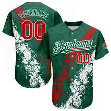 Load image into Gallery viewer, Custom Kelly Green Red-White 3D Mexico Authentic Baseball Jersey