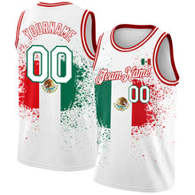Load image into Gallery viewer, Custom White Kelly Green-Red 3D Mexican Flag Authentic Basketball Jersey