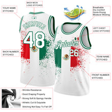 Load image into Gallery viewer, Custom White Kelly Green-Red 3D Mexican Flag Authentic Basketball Jersey