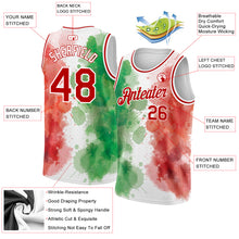 Load image into Gallery viewer, Custom Kelly Green Red-White 3D Mexico Watercolored Splashes Grunge Design Authentic Basketball Jersey