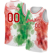Load image into Gallery viewer, Custom Kelly Green Red-White 3D Mexico Watercolored Splashes Grunge Design Authentic Basketball Jersey