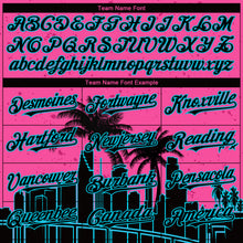 Load image into Gallery viewer, Custom Pink Lakes Blue-Black 3D Miami Palm Trees City Edition Authentic Baseball Jersey