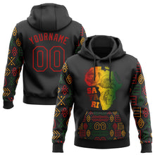 Load image into Gallery viewer, Custom Stitched Black Red 3D Pattern Design Black History Month Africa Safari Sports Pullover Sweatshirt Hoodie