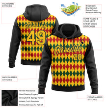 Load image into Gallery viewer, Custom Stitched Black Yellow 3D Pattern Design Black History Month Sports Pullover Sweatshirt Hoodie