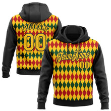 Load image into Gallery viewer, Custom Stitched Black Yellow 3D Pattern Design Black History Month Sports Pullover Sweatshirt Hoodie