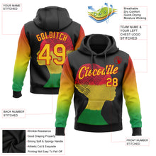 Load image into Gallery viewer, Custom Stitched Black Yellow-Red 3D Pattern Design Black History Month Sports Pullover Sweatshirt Hoodie