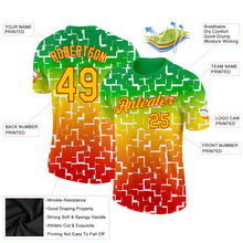 Load image into Gallery viewer, Custom Green Yellow-Red 3D Pattern Design Black History Month Performance T-Shirt