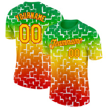 Load image into Gallery viewer, Custom Green Yellow-Red 3D Pattern Design Black History Month Performance T-Shirt